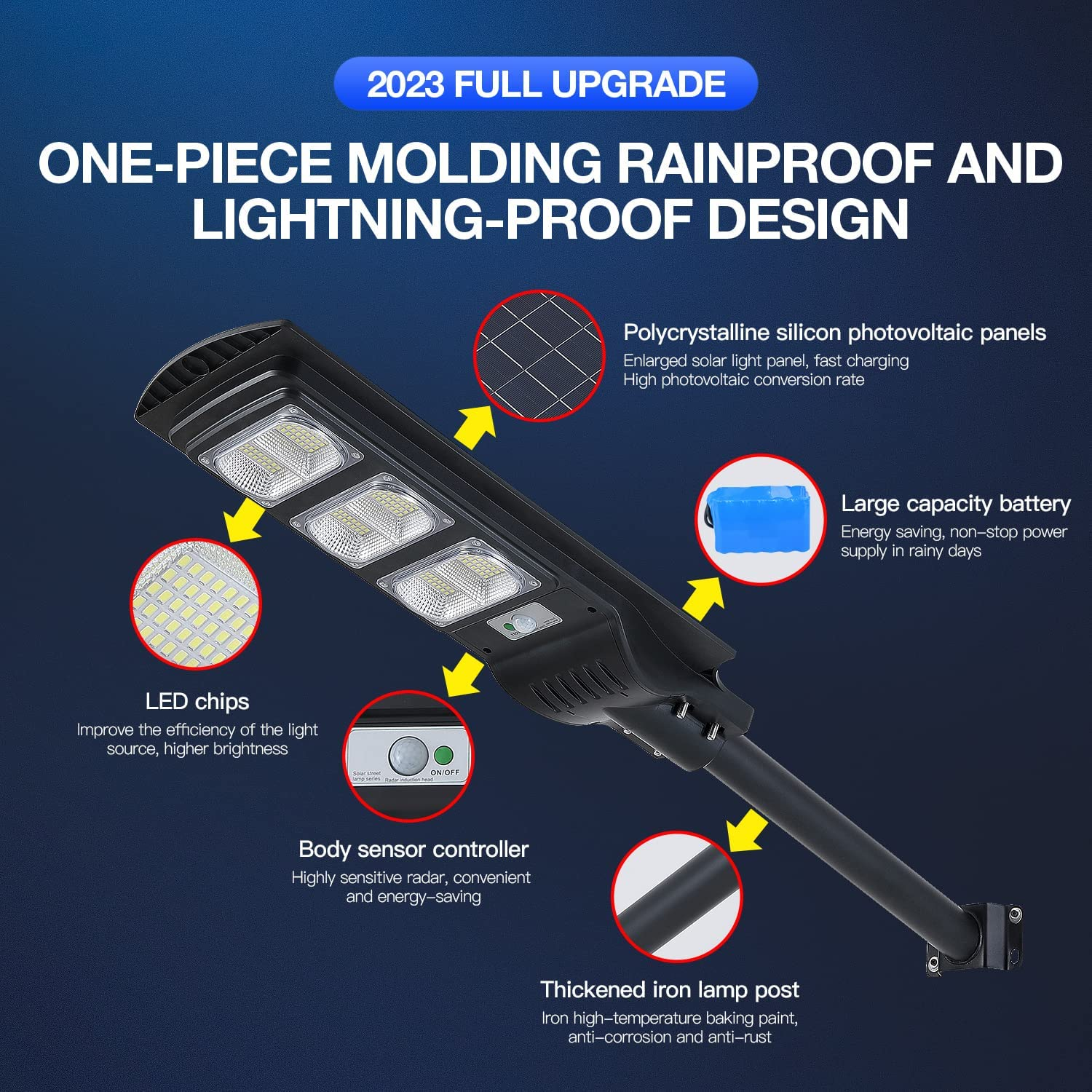 Solar Street Lamp High Lumen Induction Motion Sensor Waterproof Integrated Outdoor Luminaria Road Led Garden Solar Street Lights