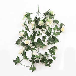 Hot selling artificial rose wall hanging fake flower rattan decoration indoor living room wall hanging rose vines