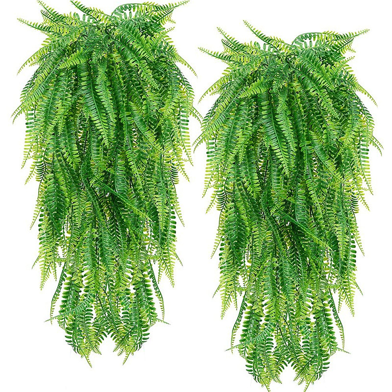 Artificial Plant Boston Fern Fake Vines Hanging Ivy Decorative Green Plants