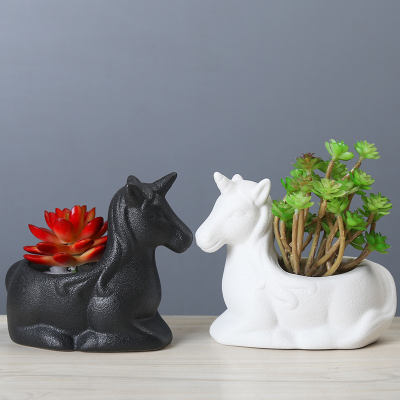 Supply plant flower cartoon animal Japanese zakka ceramic flower pot