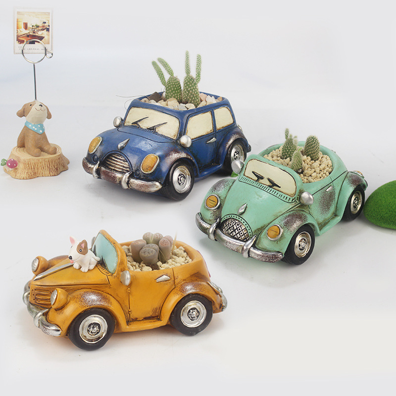 Wholesale personality retro car succulent plant pot micro-landscape potted ornament gift