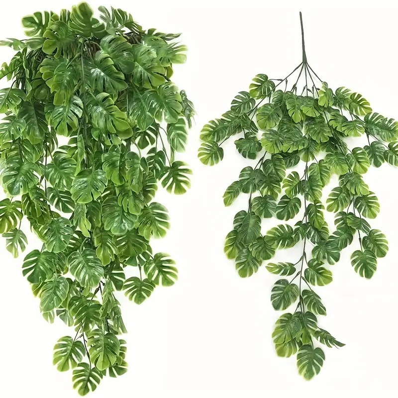 Decorative indoor ceiling flower rattan hanging basket green plants artificial plants turtle back leaves