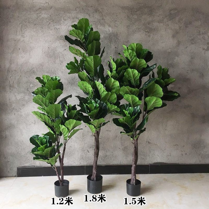 Interior living room decoration hot sale artificial piano leaf ficus potted large green plant artificial tree