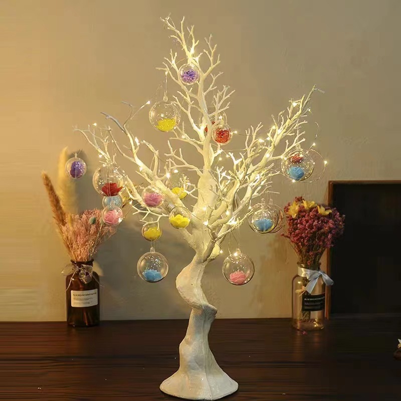 Make a simple ornament artificial plastic white Christmas tree dead branches