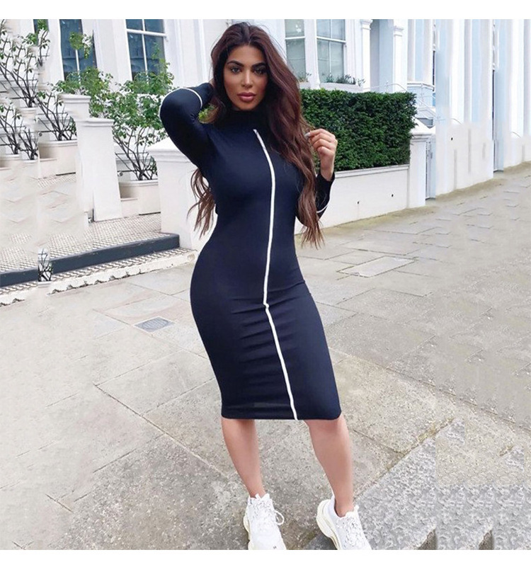 Stripe dress for women 2022 casual ladies wears dresses casual elegant girls' casual dresses   Wm029