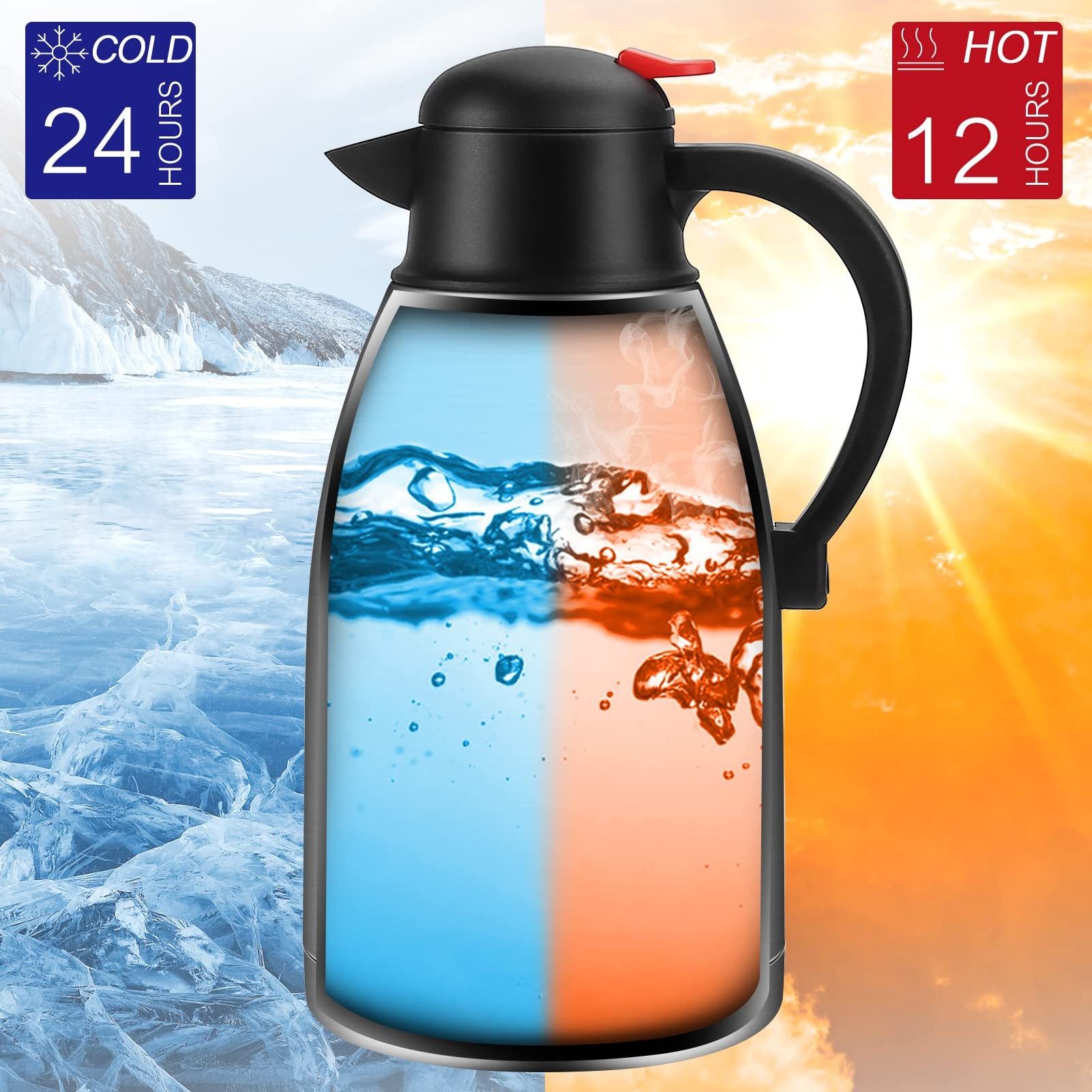 Thermal Coffee Carafe Triple Wall Vacuum insulated Flask Thermos keeping Beverages Hot and cold  Tea Water and Coffee Dispenser