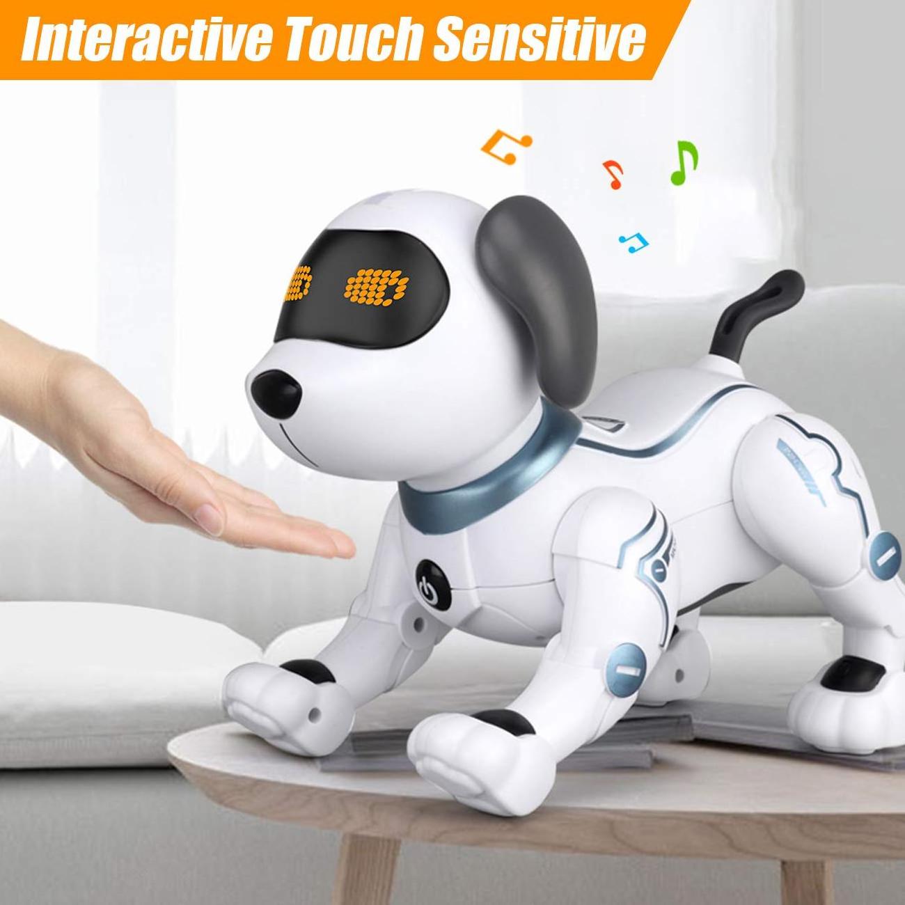 Robo Pets Robot Dog Toy for Girls and Boys - Remote Control Robot Toy Puppy with LEDs Sound FX Interactive Hand Motion Gestures