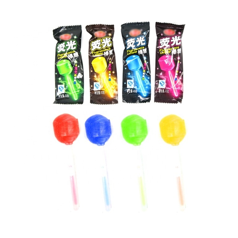 Candy manufacturers wholesale hot selling delicious fun Halloween glow stick lollipop light neon lollipop