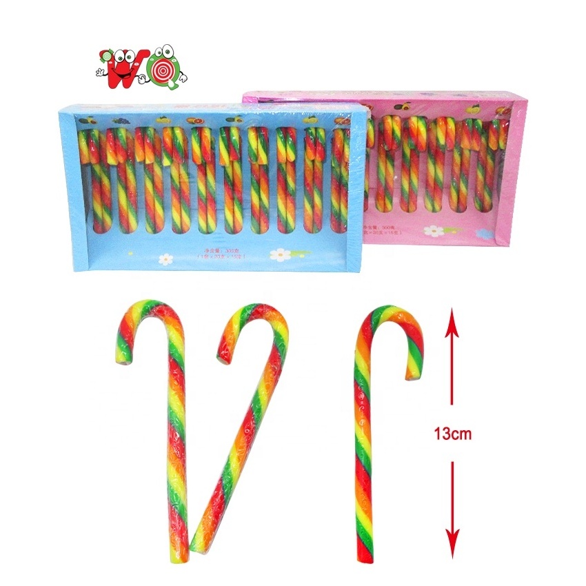 Candy manufacturers wholesale hot selling delicious fun Christmas carnival fun hard candy cane shape lollipop