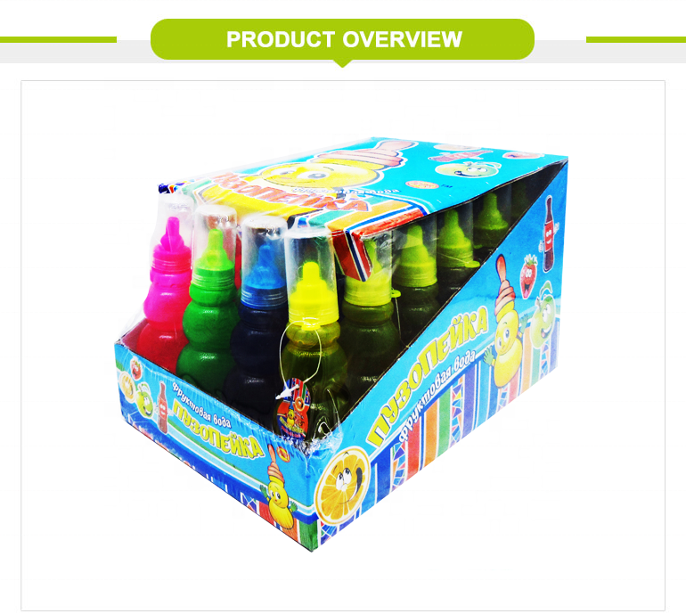 Our candy wholesale fruit flavor color unique shape gourd-shaped baby bottle liquid spray candy sour spray candy