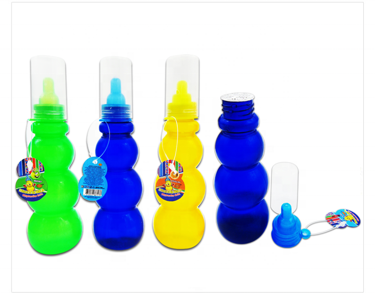 Our candy wholesale fruit flavor color unique shape gourd-shaped baby bottle liquid spray candy sour spray candy