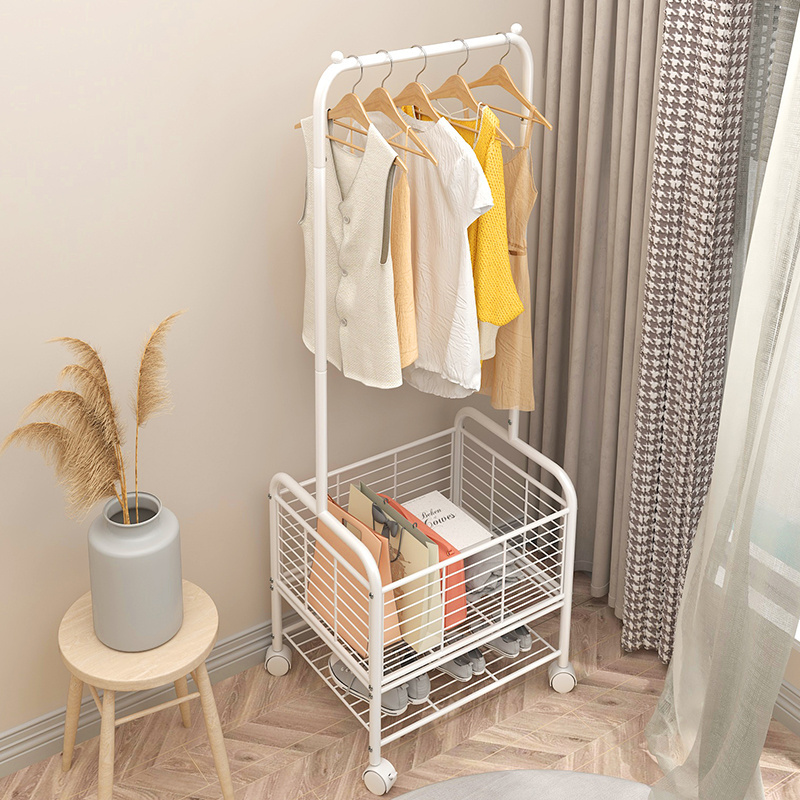 Bedroom Coat Rack Multi-purpose Clothes Storage Rack with Basket Custom Metal Storage Rack WS-2214