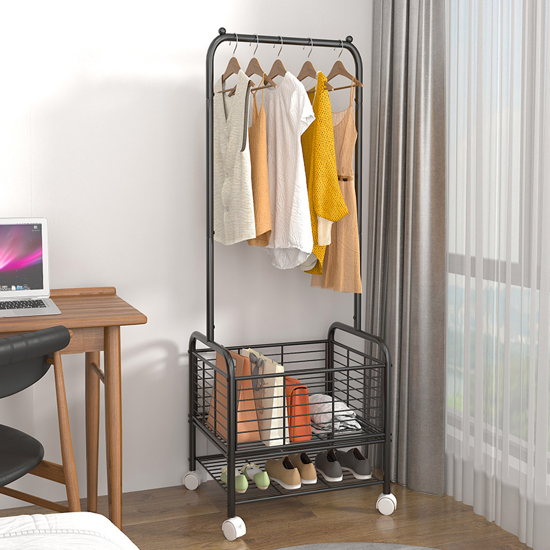 Bedroom Coat Rack Multi-purpose Clothes Storage Rack with Basket Custom Metal Storage Rack WS-2214