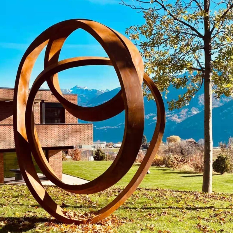 Large Abstract Metal Corten Steel Garden Sculpture