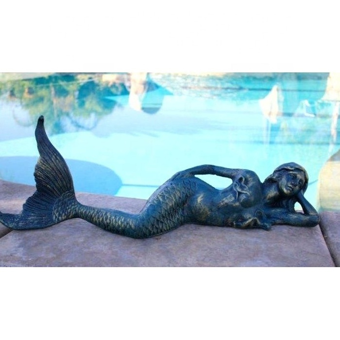 Life Size Lying Down Garden Bronze Mermaid Garden Statue Sale