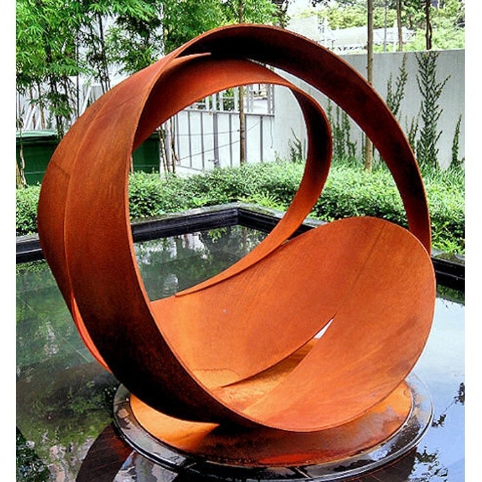 Modern Rusty Corten Steel Garden Pond Sculpture