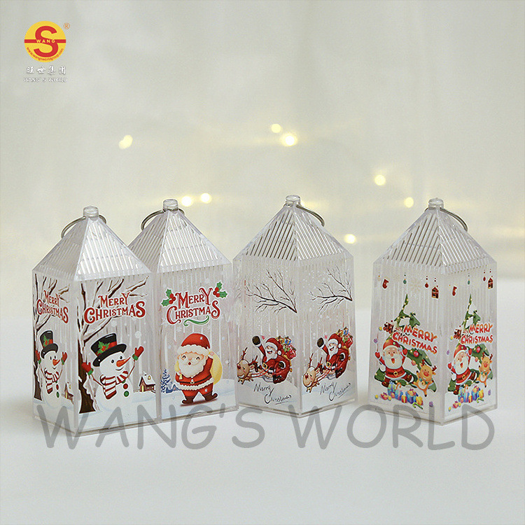 Christmas Snowman Santa Claus Lantern Night Light AG13 Battery Christmas Lantern Decorative