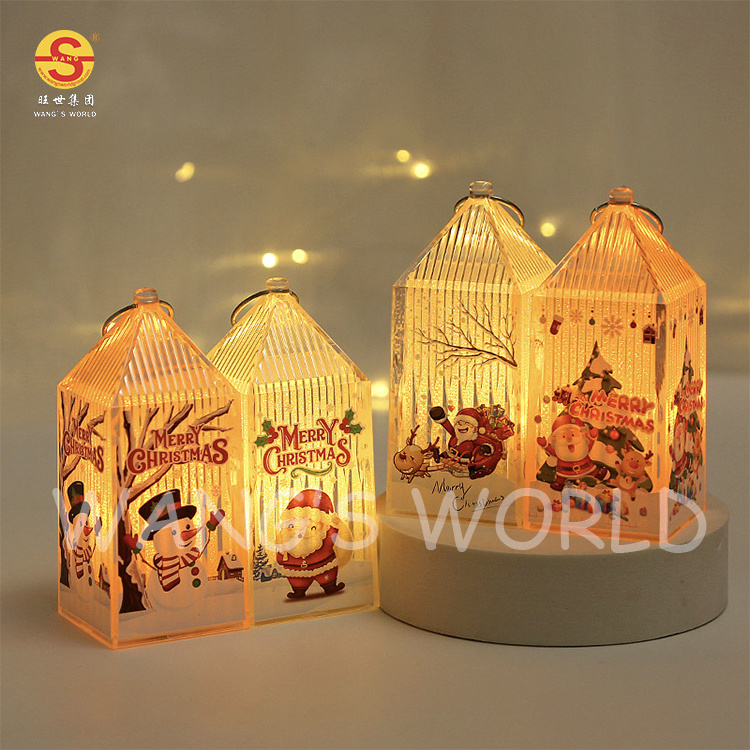 Christmas Snowman Santa Claus Lantern Night Light AG13 Battery Christmas Lantern Decorative