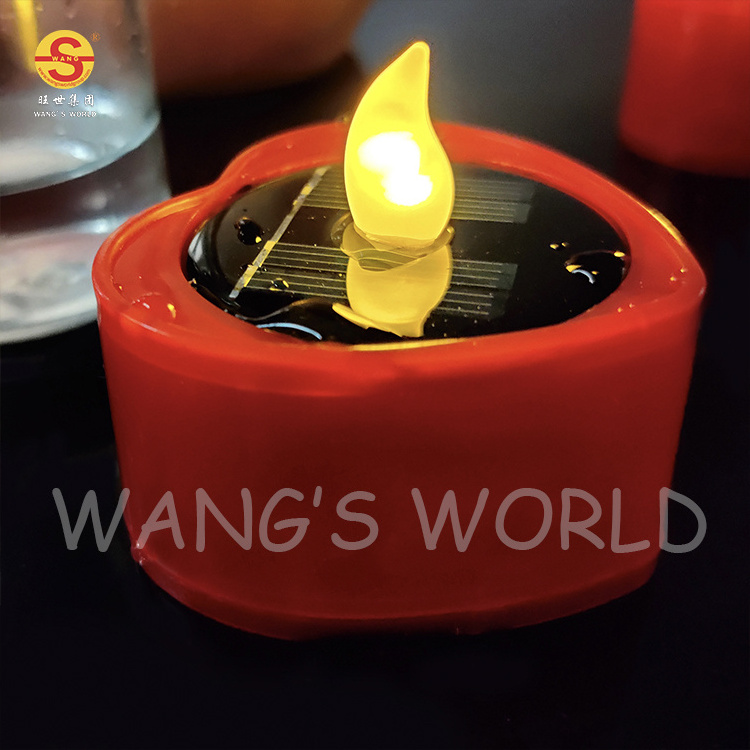 Romantic Garden Solar Power Tea Candle Light Heart Shaped Led Candle Light Solar