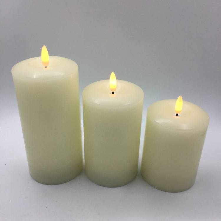 Remote Control 3d Real Wax Flame Home Decoration Timer Function Led Candle Pillar Soy Wax Candle