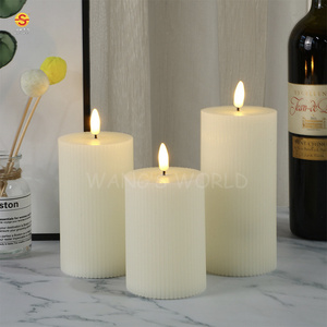 Large Flameless Candle Flickering Wick Paraffin Wax Led Candles Lights For Decoration