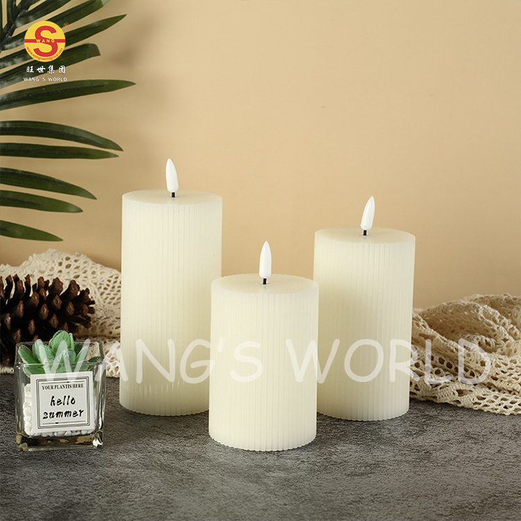 Large Flameless Candle Flickering Wick Paraffin Wax Led Candles Lights For Decoration