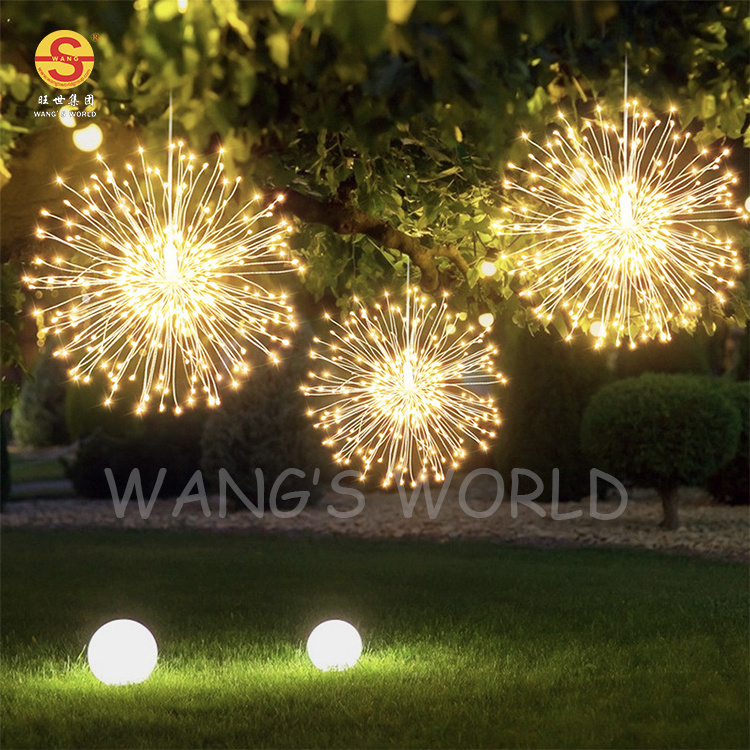 IP44 Solar Outdoor LED Christmas Fireworks Light Battery Power 8 Modes Hanging Decoration