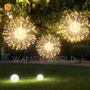 IP44 Solar Outdoor LED Christmas Fireworks Light Battery Power 8 Modes Hanging Decoration