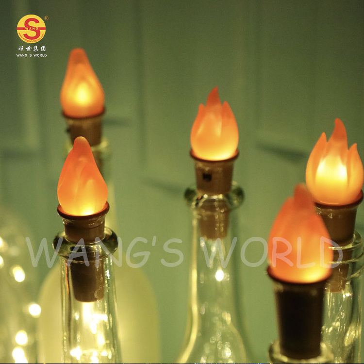 New flame bottle stopper light button battery cork fairy light wedding holiday decoration copper string wine bottle light