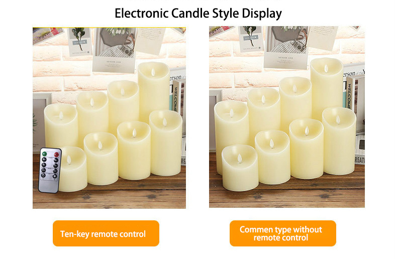 Christmas Decorations Flameless LED Candle With Remote, Battery Operated Real Wax Candle Pillar Flickering