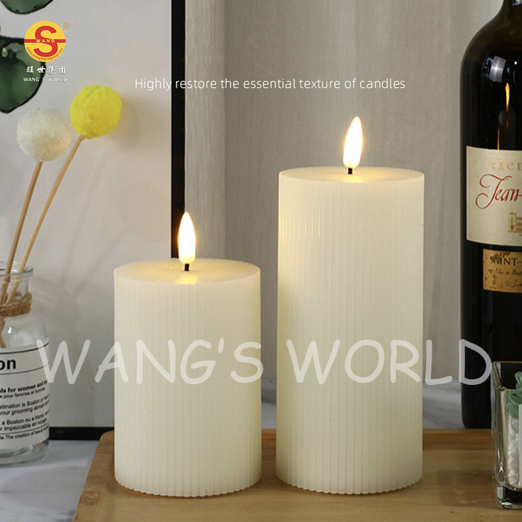 Large Flameless Candle Flickering Wick Paraffin Wax Led Candles Lights For Decoration