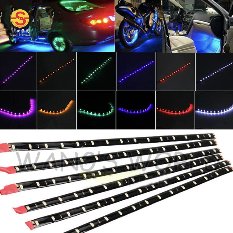 Waterproof 30CM 15SMD Motorcycle Strip LED Light Long Lifetime Soft LED Strip Light 12V Car