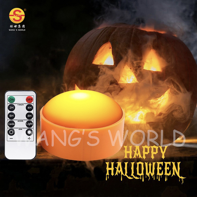 Halloween Decoration Flickering Effect Pumpkin Shaped Candle Light With Remote Control