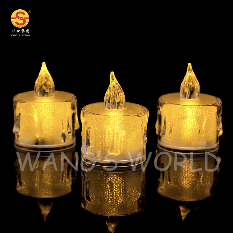 Clear Led Flameless Plastic Mini Candle Drip Tears Flickering Effect Plastic Christmas Candles Light