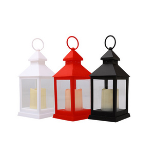 Plastic hanging lantern wedding party three colors fairy led lantern decorative with flame effect