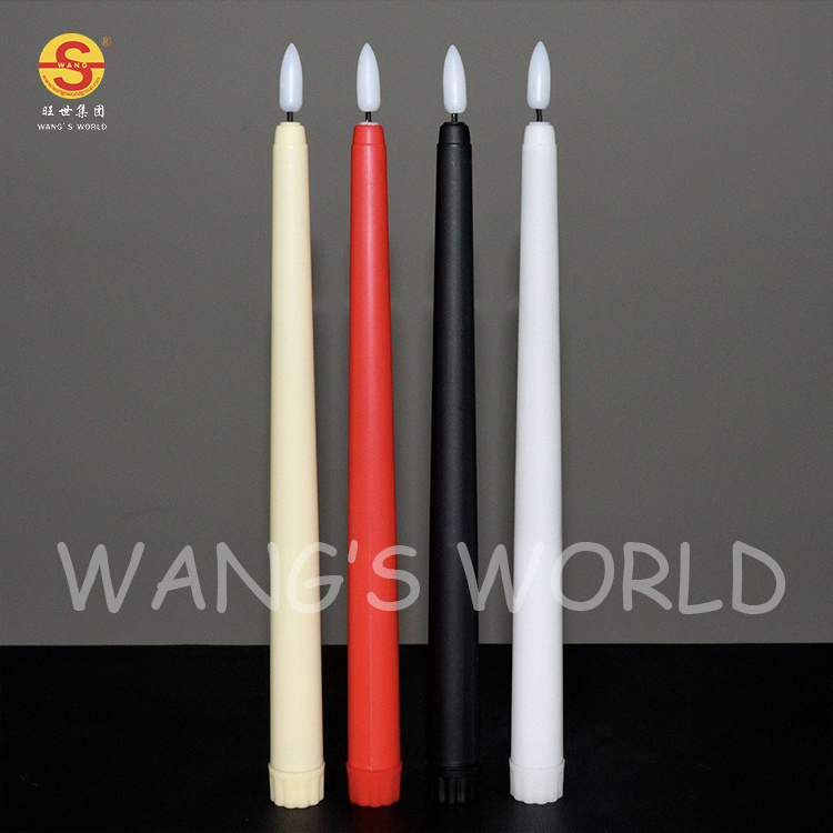 Electronic Flameless Taper Candles Plastic Long White LED Candle Sticks For Holiday Decoration