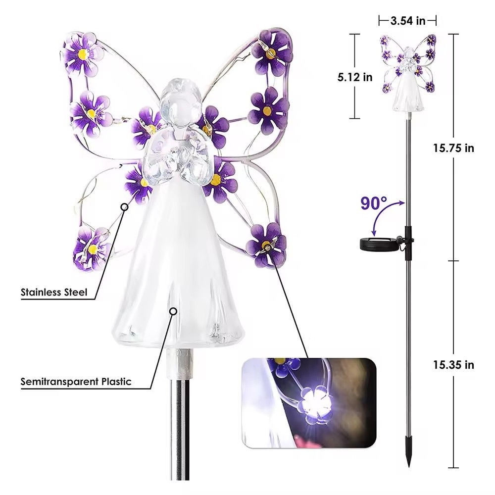 Angel Shaped Outdoor Solar Garden Lights for Cemetery Grave Garden Patio Yard Lawn Decoration