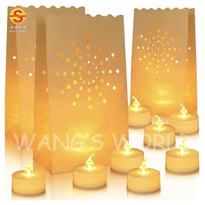 Luminary Bag With Flameless Tea Light Candle Fire Resistant Paper LED Tea Candle