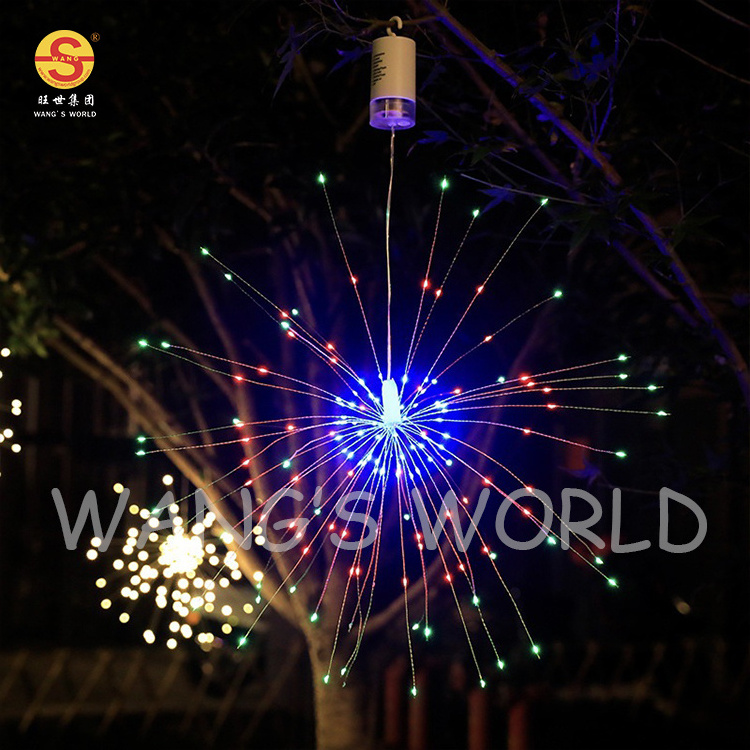 IP44 Solar Outdoor LED Christmas Fireworks Light Battery Power 8 Modes Hanging Decoration