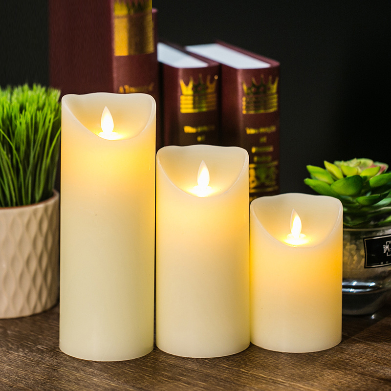 Christmas Decorations Flameless LED Candle With Remote, Battery Operated Real Wax Candle Pillar Flickering