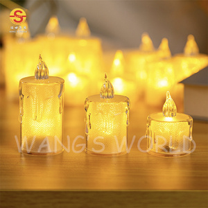 Clear Led Flameless Plastic Mini Candle Drip Tears Flickering Effect Plastic Christmas Candles Light