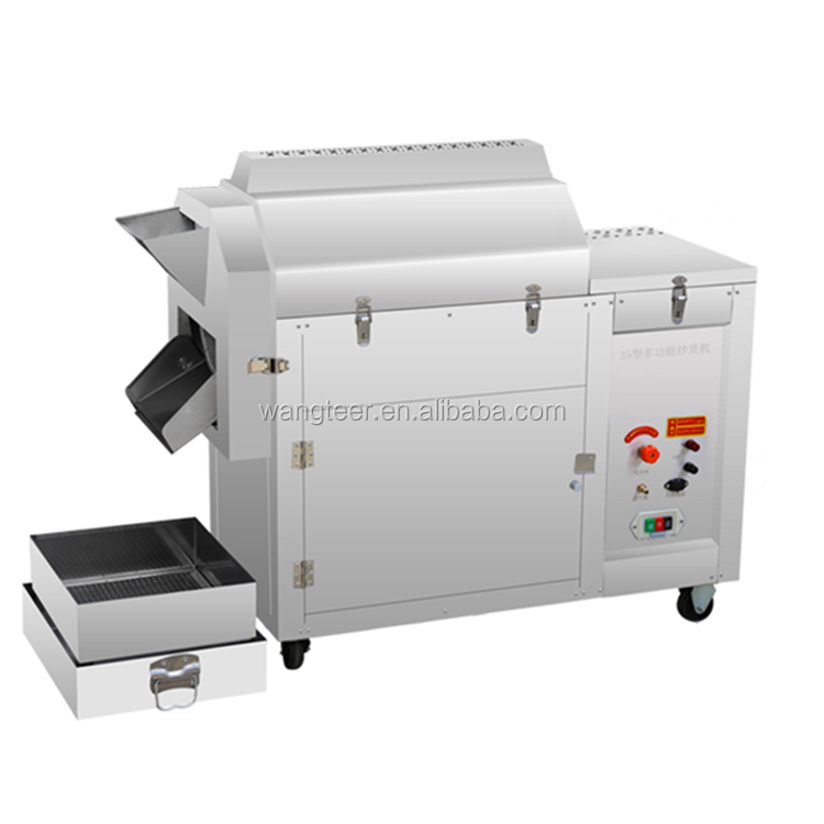 Automatic 25/50/100kg/h capacity gas electric model Wheat corn Sesame seed nuts cashew nut Peanut Roaster Machine