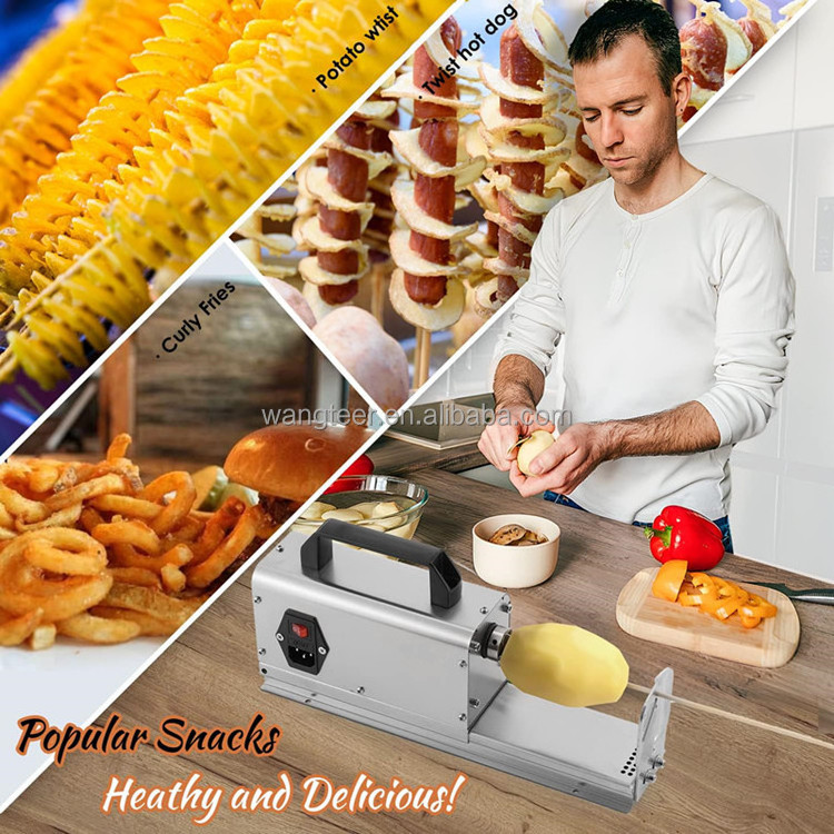 Automatic Hot Sale Electric Twisted Potato Cutter With Counter Manual Potato Chips Cutting Machine