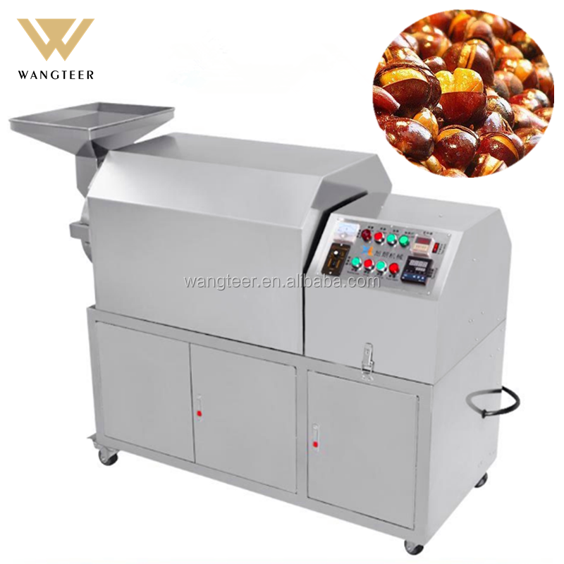 Automatic 25/50/100kg/h capacity gas electric model Wheat corn Sesame seed nuts cashew nut Peanut Roaster Machine