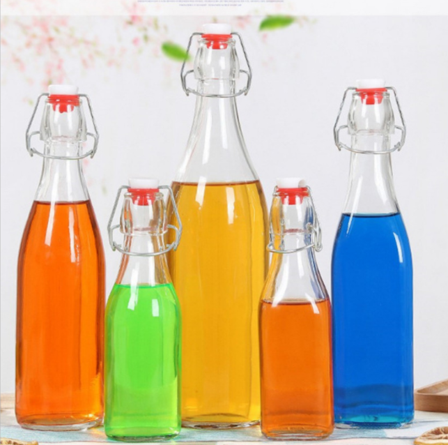 150ml 200ml 300ml 500ml 1l 1000ml Swing Top Buckle Sealed Glass Beverage Bottle