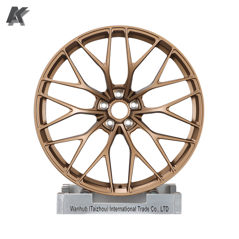 Wangu High Accuracy 5x120 16 17 18 19 20 Inch Matte bronze Multi Spoke Forged Aluminum Alloy Passenger Car Wheels 5x112 5x114.3