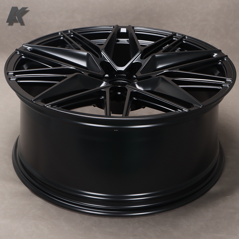 Wangu Hot Selling staggered 17 18 19 20 21 Inch 5 Hole Semi matte black Aluminum Alloy Wheels For BMW,Mercedes,Cadillac Audi