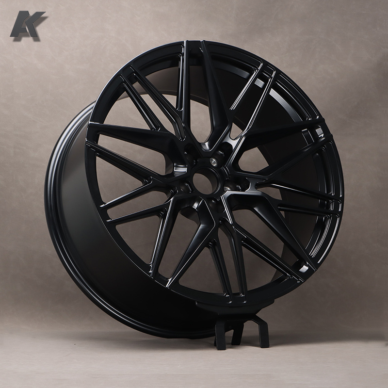 Wangu Hot Selling staggered 17 18 19 20 21 Inch 5 Hole Semi matte black Aluminum Alloy Wheels For BMW,Mercedes,Cadillac Audi