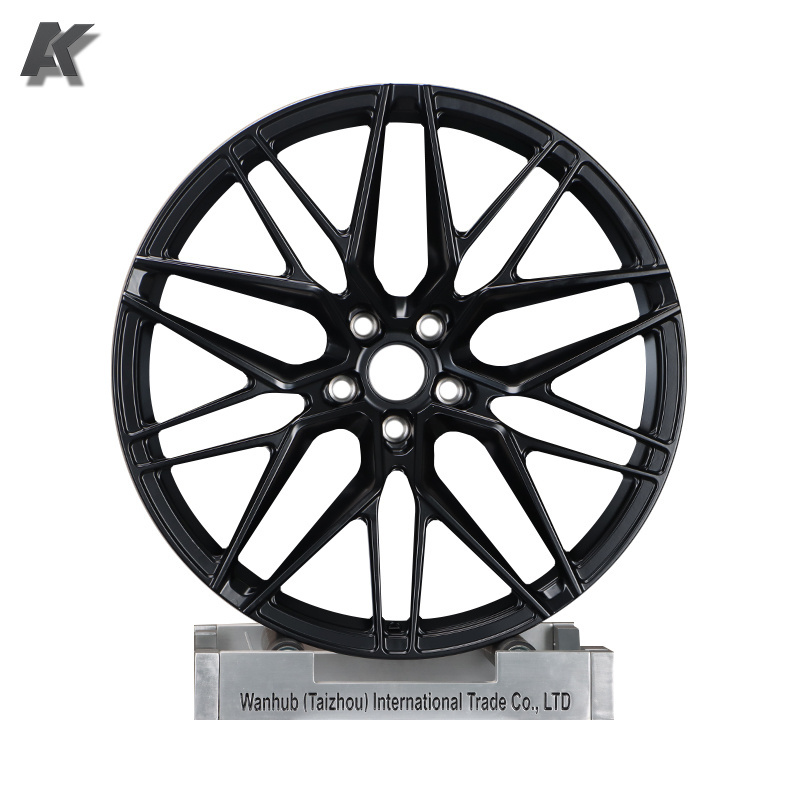 Wangu Hot Selling staggered 17 18 19 20 21 Inch 5 Hole Semi matte black Aluminum Alloy Wheels For BMW,Mercedes,Cadillac Audi