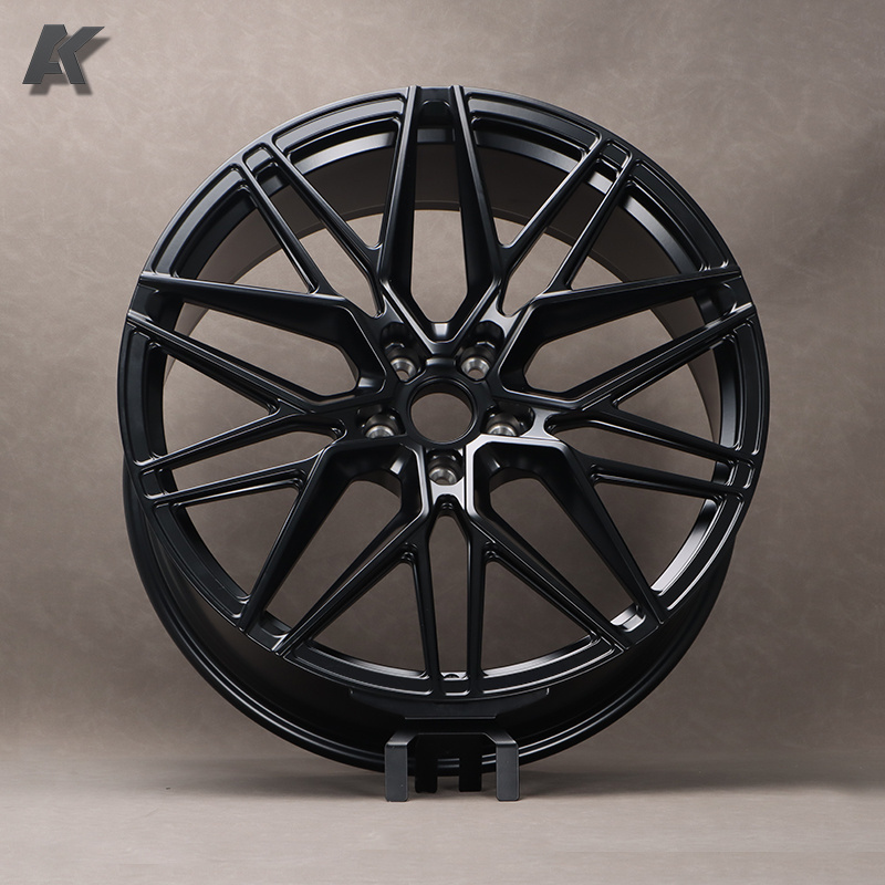 Wangu Hot Selling staggered 17 18 19 20 21 Inch 5 Hole Semi matte black Aluminum Alloy Wheels For BMW,Mercedes,Cadillac Audi